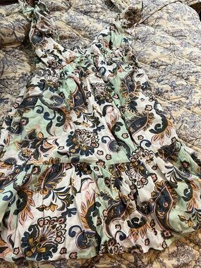 Roxy Mint Paisley Tiered Mini Dress